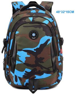 Top Brand Orthopedische Camouflage Kinderen Schooltassen Rugzak Mochila Voor Tieners Kids Jongens Meisjes Laptoptas Knapzak Satchel groot blauw