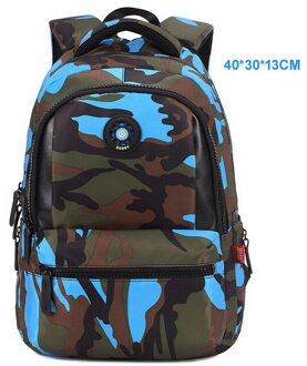 Top Brand Orthopedische Camouflage Kinderen Schooltassen Rugzak Mochila Voor Tieners Kids Jongens Meisjes Laptoptas Knapzak Satchel klein blauw