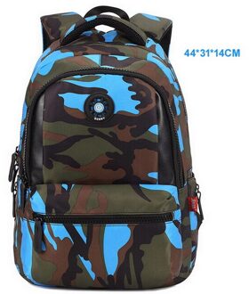 Top Brand Orthopedische Camouflage Kinderen Schooltassen Rugzak Mochila Voor Tieners Kids Jongens Meisjes Laptoptas Knapzak Satchel medium blauw