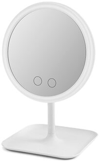 Top Deals 3 Kleuren Verlichte Spiegel Led Licht Make-Up Spiegel Cosmetische Vanity Desktop Opslag Spiegel Druk Screen Dimbare, Whit