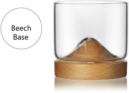 Top Grade Smaakvolle Kristal Whiskey Glas Met Zwarte Walnoot Hout Coaster Pallet Concave Vulkaan Shot Wine Bril Antivries Hand Beech