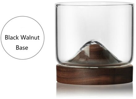 Top Grade Smaakvolle Kristal Whiskey Glas Met Zwarte Walnoot Hout Coaster Pallet Concave Vulkaan Shot Wine Bril Antivries Hand zwart okkernoot