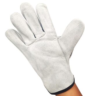 Top Grain Lederen Fleece Voering Naadloze Wijsvinger Lasser Handschoenen Dragen Antislip Warmte-isolatie Arbeid Beschermen Lassen Wanten wit