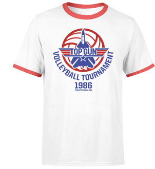 Top Gun Volleyball Tournament Unisex Ringer T-Shirt - White/Red - S Wit