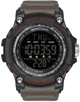 Top Horloge 50M Waterdicht Heren Horloges Stopwatch Quakeproof Digitale Horloge Mode Man Sport Klok Sanda Horloges koffie