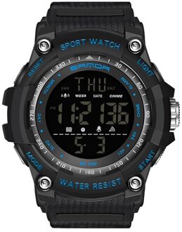 Top Horloge 50M Waterdicht Heren Horloges Stopwatch Quakeproof Digitale Horloge Mode Man Sport Klok Sanda Horloges zwart blauw
