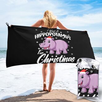 Top Ik Wil Een Nijlpaard Voor Kerst Xmas Hippo Stijl 3D Zomer Stijl Plus Size Strand Badhanddoek 140 x 70cm