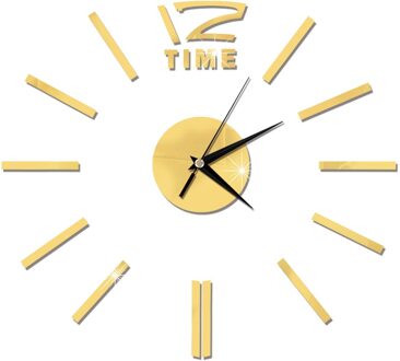 Top Klok Horloge 3D Wandklokken Horloge Diy Acryl Spiegel Sticker Reloj De Pared Home Decor Woonkamer Quartz Naald goud