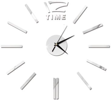 Top Klok Horloge 3D Wandklokken Horloge Diy Acryl Spiegel Sticker Reloj De Pared Home Decor Woonkamer Quartz Naald zilver