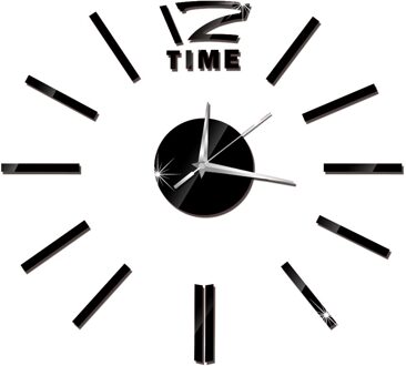 Top Klok Horloge 3D Wandklokken Horloge Diy Acryl Spiegel Sticker Reloj De Pared Home Decor Woonkamer Quartz Naald zwart