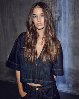 Top korte mouw hl10556 drew - maat S Blauw