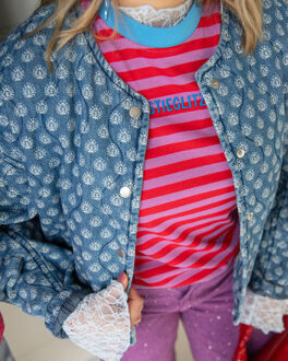 Top lange mouw 24219 top kant Lichtblauw - S / M