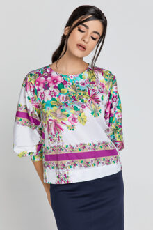 Top met bloemenprint en bisschopsmouwen Veelkleurig - S