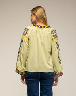 Top met etnisch borduursel en vetersluiting - maat Groen