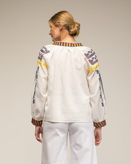 Top met etnisch borduursel en vetersluiting Wit - S