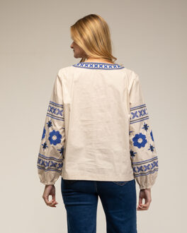 Top met etnisch borduurwerk - maat Beige