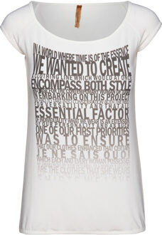 Top met kapmouwprint in wit - maat L