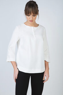 Top met knoopdetail in crêpe Ecru - EU 38 / UK 10
