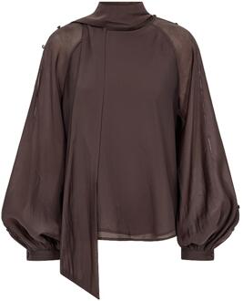 Top met knoopjes Tilly  bruin