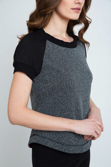 Top met korte mouwen en afgeronde zoom - maat EU 38 / UK 10 Grijs