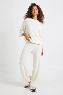 Top Met Korte Mouwen En Broek In Gebreide Co-Ord, Cream