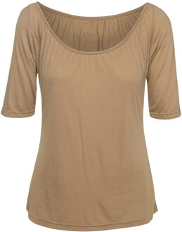 Top met korte mouwen en lichtbruin Beige - S