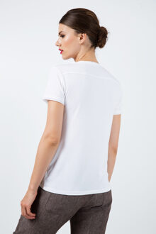 Top met korte mouwen en veelkleurig printdetail Ecru - EU 38 / UK 10