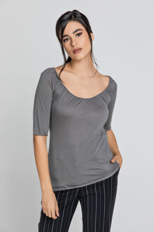 Top met korte mouwen in donkergrijs - maat S