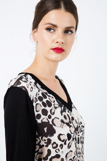 Top met lange mouwen en biesjes Zwart