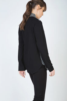 Top met lange mouwen en nekband Zwart - EU 38 / UK 10