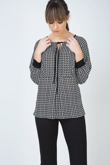 Top met lange mouwen en print met strik- en manchetdetail Zwart - EU 38 / UK 10