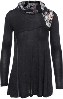 Top met lange mouwen met kantdetail in zwart - EU 38 / UK 10