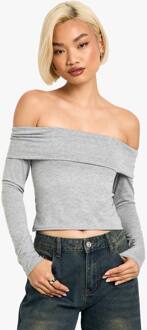 Top Met Overgevouwen Lange Mouwen, Grey Marl - 40