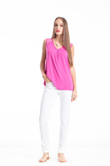Top met plooidetail V-hals Fuchsia - EU 36 / UK 8