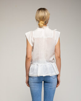 Top met plooien Wit - L