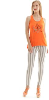 Top met racerbackprint in oranje - S