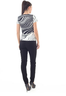 Top met ronde halsprint Zwart - maat