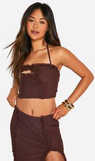 Top Met Ruches, Sleutelgat En Cross-Front Ontwerp, Chocolate - 44