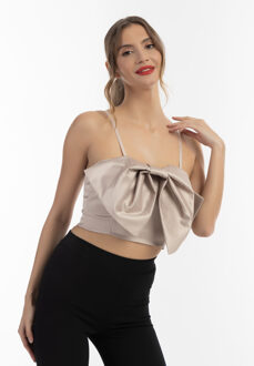 top met strik Beige