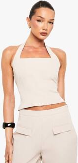Top Met Vierkante Hals En Halterneck, Ecru - 44