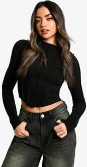 Top Met Zichtbare Naad En Lange Mouwen, Black - 36