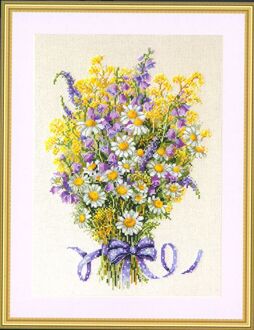 Top Mooie Telpatroon EEN Boeket Van Daisy Lavendel Bloemen Gele Paarse Bloem 16CT unprint canvas