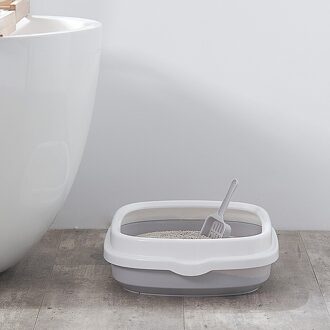 Top Open Hooded Kattenbakvulling Doos Lade Met Afneembare Velg, 40X35.5X12Cm Anti-Splash Kitten Katten Kattenbak Toilet Met Velg grijs