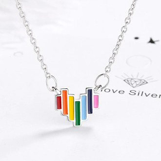 Top Quality Women Girls Rainbow Pendant Necklaces Fine Jewelry 925 Sterling Silver Clavicle Charm Necklace