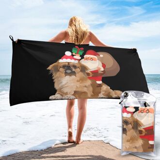 Top Santa Rijden Pekinees Kerst Pyjama Jongen Klassieke Geïnteresseerd Westerse Stijl Ontwerpen Strand Badhanddoek 160 x 80cm