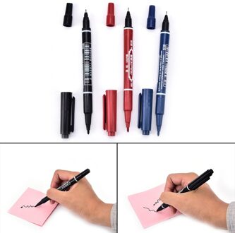 Top Selling Praktische Dubbele Hand Marker Pennen Waterdichte Inkt Draagbare Fijne Colour Markeerstift 3 Kleuren Briefpapier