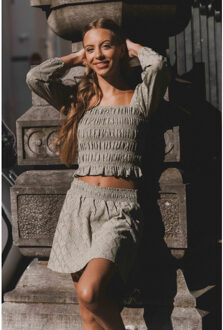 Top smock olijfgroen voor meisjes in de kleur - 128