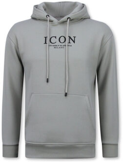 Top Star Oversized hoodie met capuchon icon puzzel milano print - maat XXL Grijs