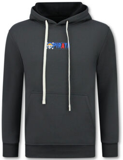 Top Star Oversized hoodie met capuchon one piece pirata print - maat L Grijs