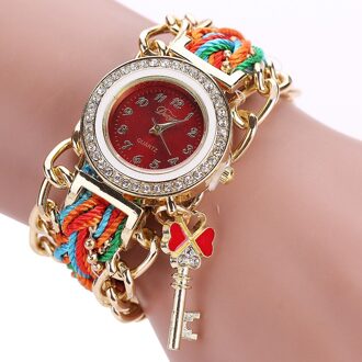 Top Stijl Horloge Vrouwen Mode Diamant Case Horloge Dames Gevlochten Band Rhinestone Analoge Quartz Horloges Saati